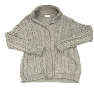 Oversized Cable Knit Wool Cardigan Sweater gray